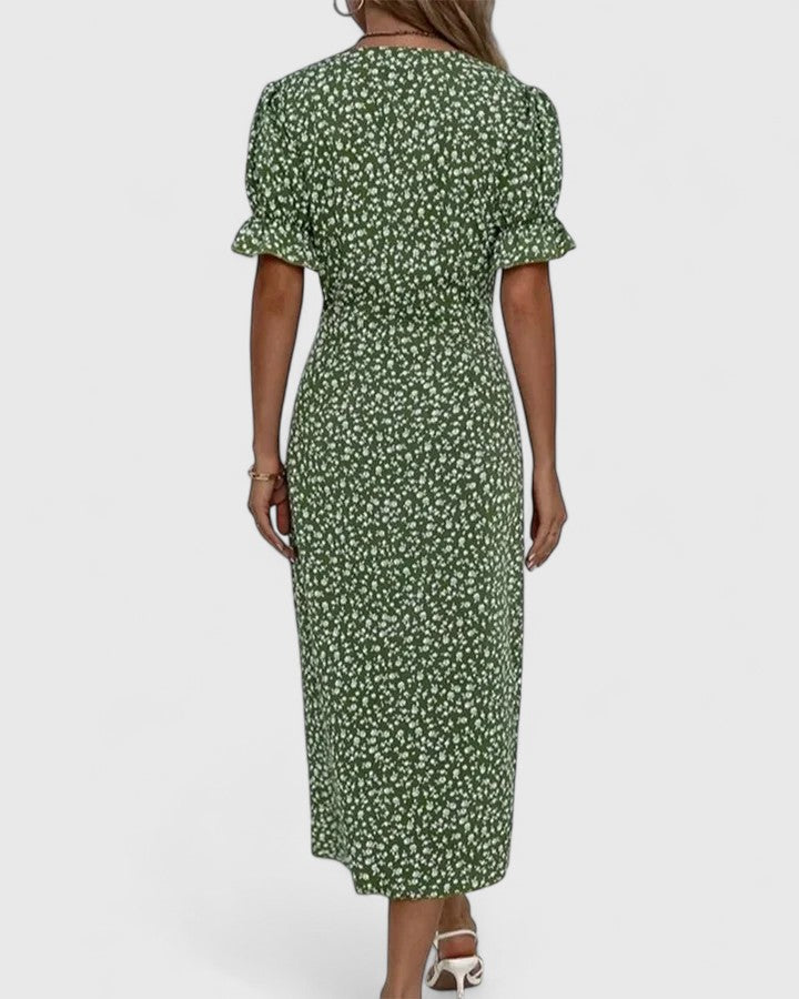 Women's Elegant Wrap Style Side Button Detail Summer Dress | Midi