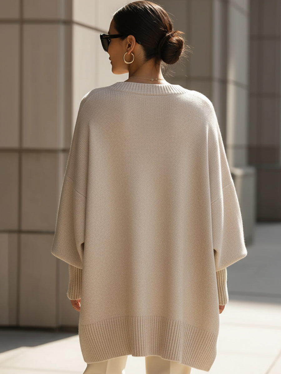 Women's Oversized Round Neck Knit Jumper | Long