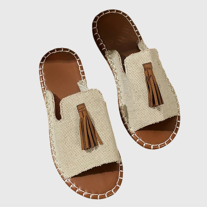 Women's Vintage Boho Tassel Detail Flat Sandals | Slip On