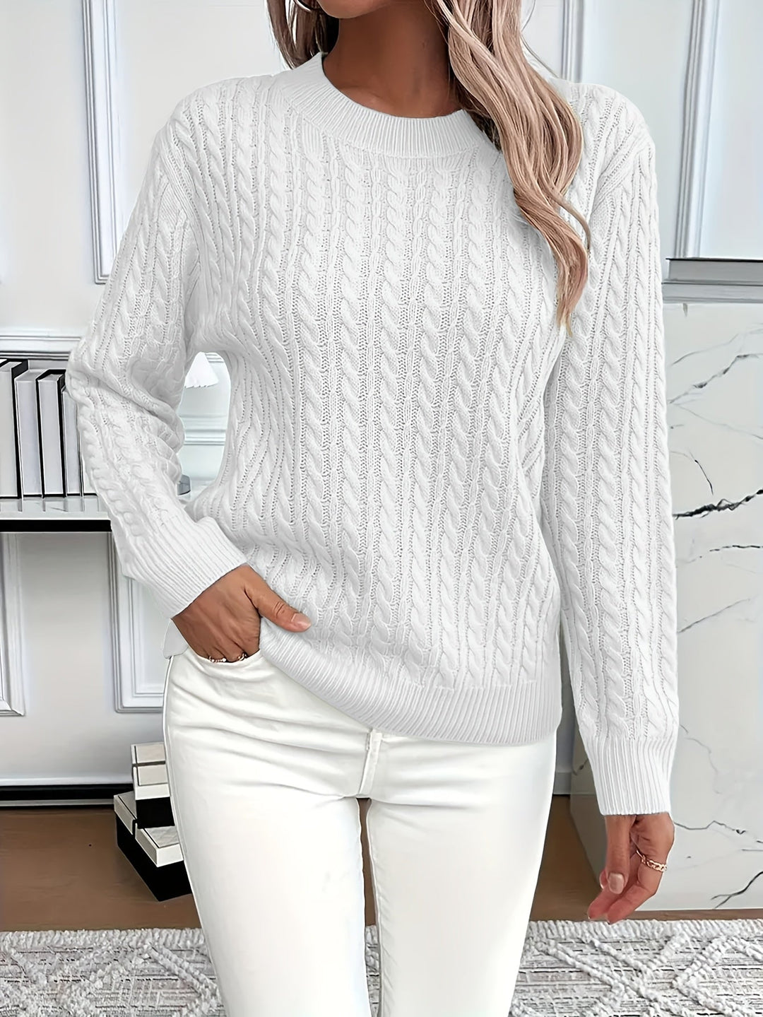 Women's Rib Winter Knitted Jumper | Crew Neck