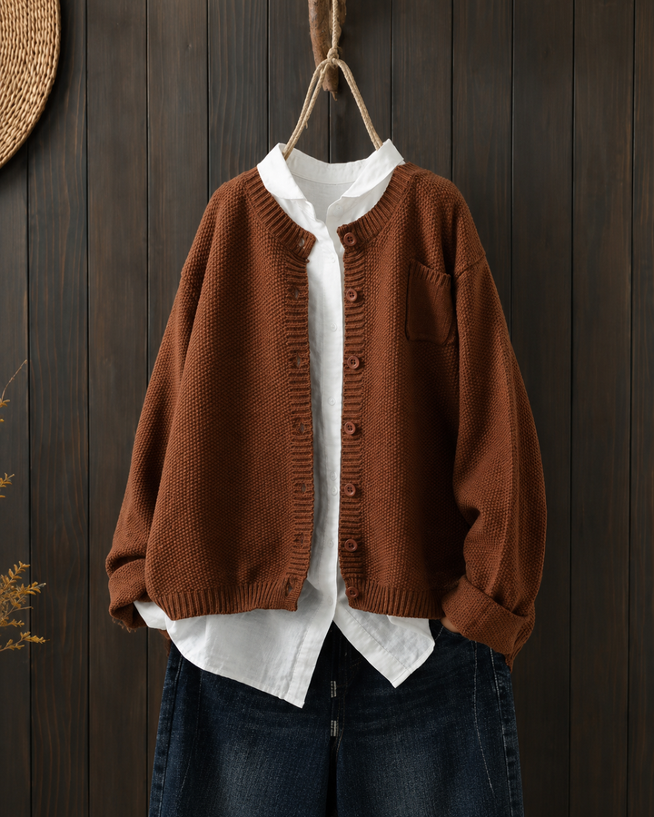 Women's Oversized Button Front Cardigan | Chest Pocket