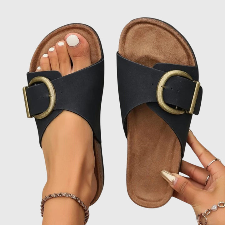 Women's Buckle Strap Detail Slide Sandals | Slip On