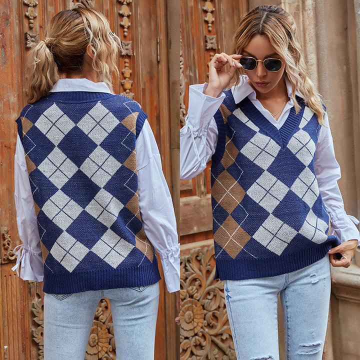 Women's Classic Argyle Knit Vest | Casual