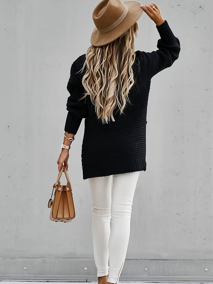 Women's Mock Neck Chunky Knit Jumper | Oversized