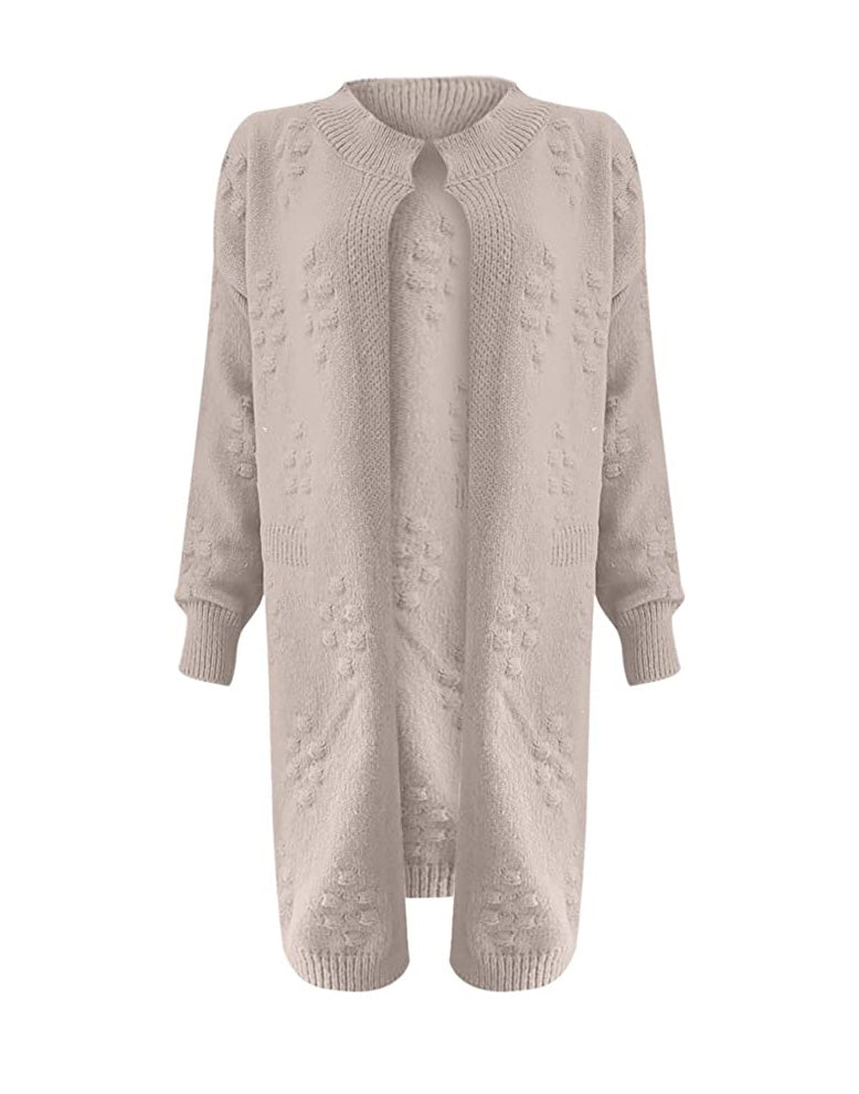 Women's Longline Bobble Knit Cardigan | Open Front