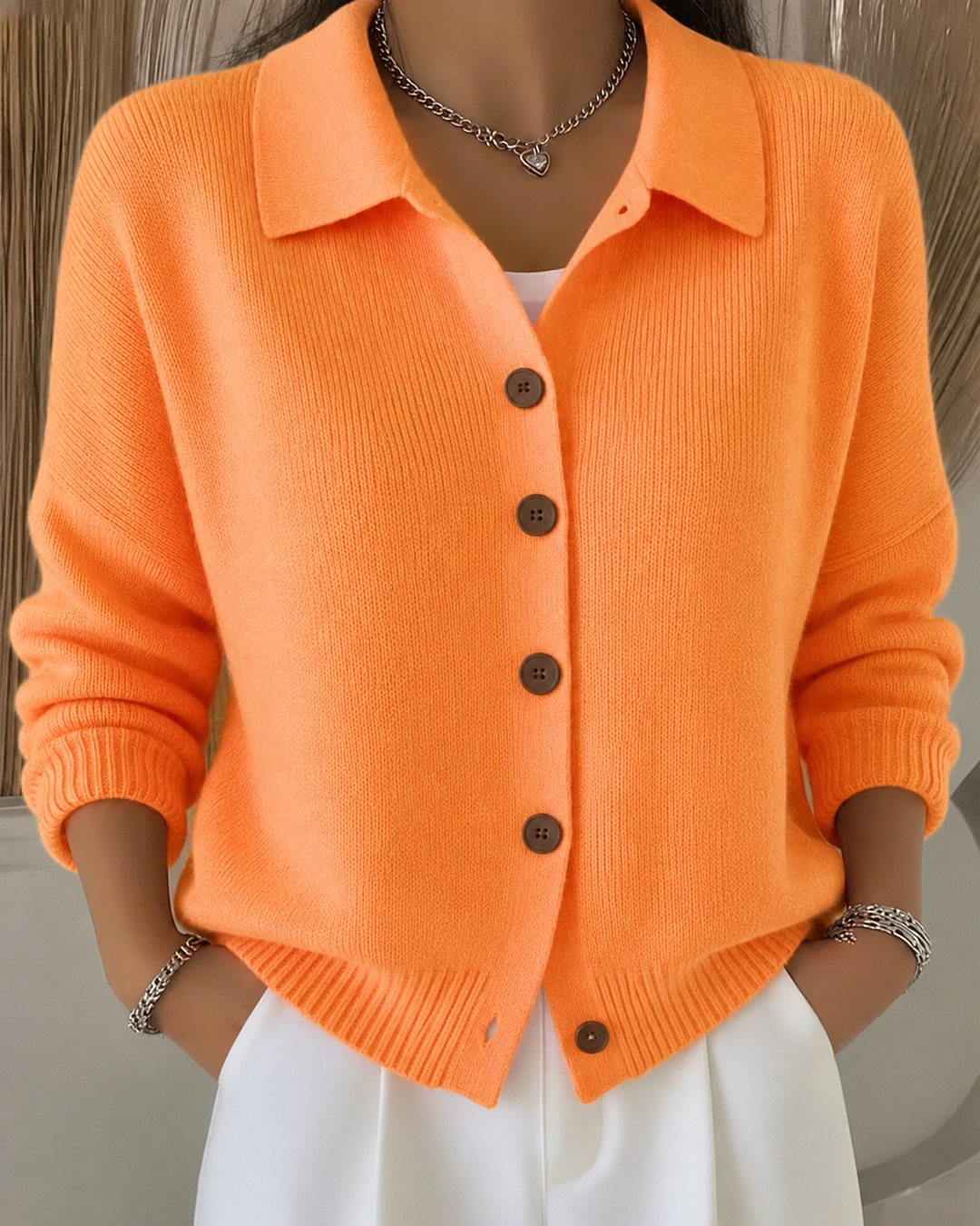 Women's Collared Button Front Cardigan | Classic
