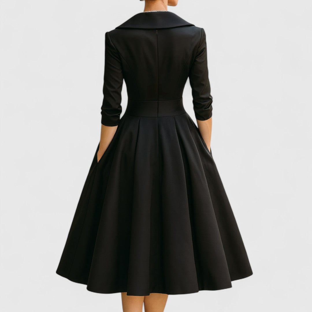 Women's Elegant Formal Evening Party Wrap Flared Dress | Midi