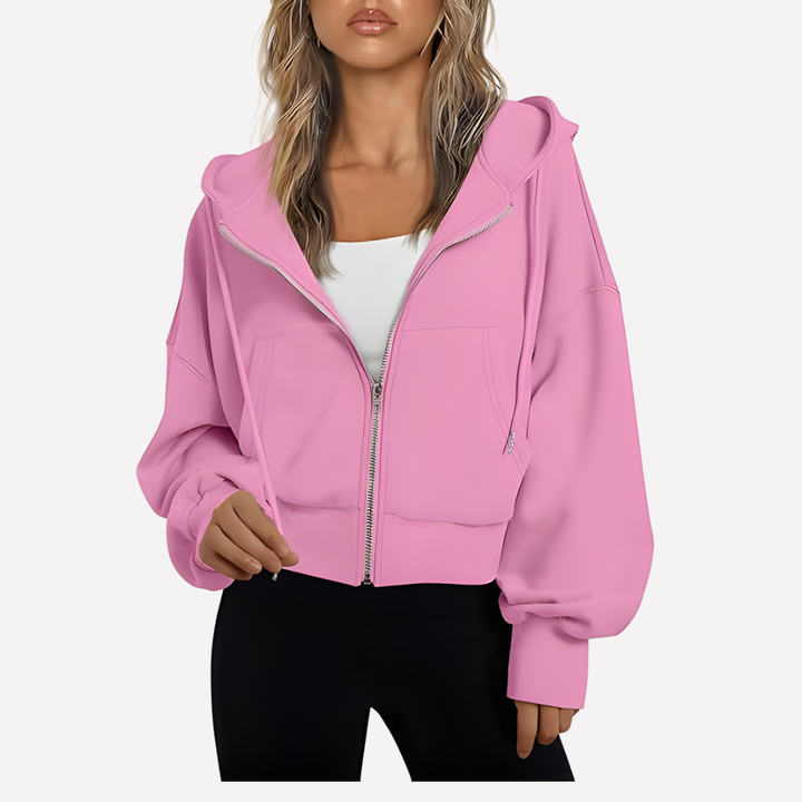 Women's Winter Oversized Zip Up Hoodie | Cropped
