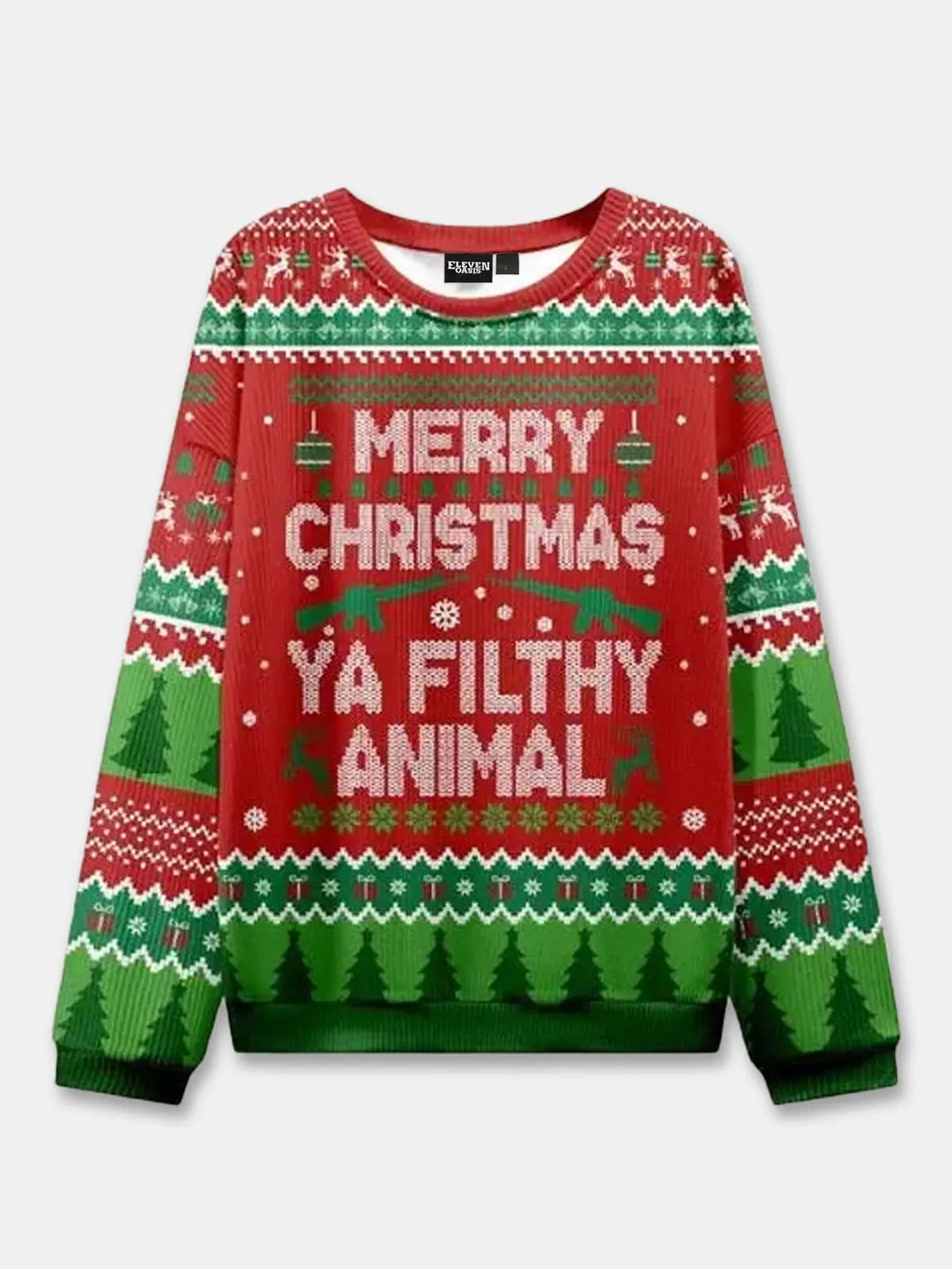 Unisex Round Neck Red Funny Christmas Jumper | Knit