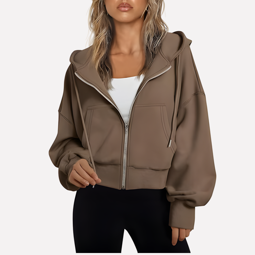 Women's Winter Oversized Zip Up Hoodie | Cropped