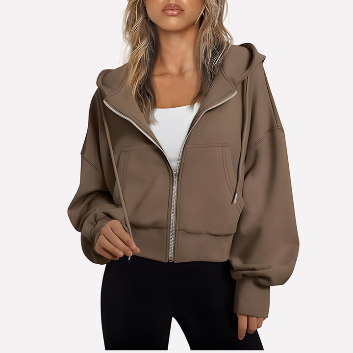 Women's Winter Oversized Zip Up Hoodie | Cropped