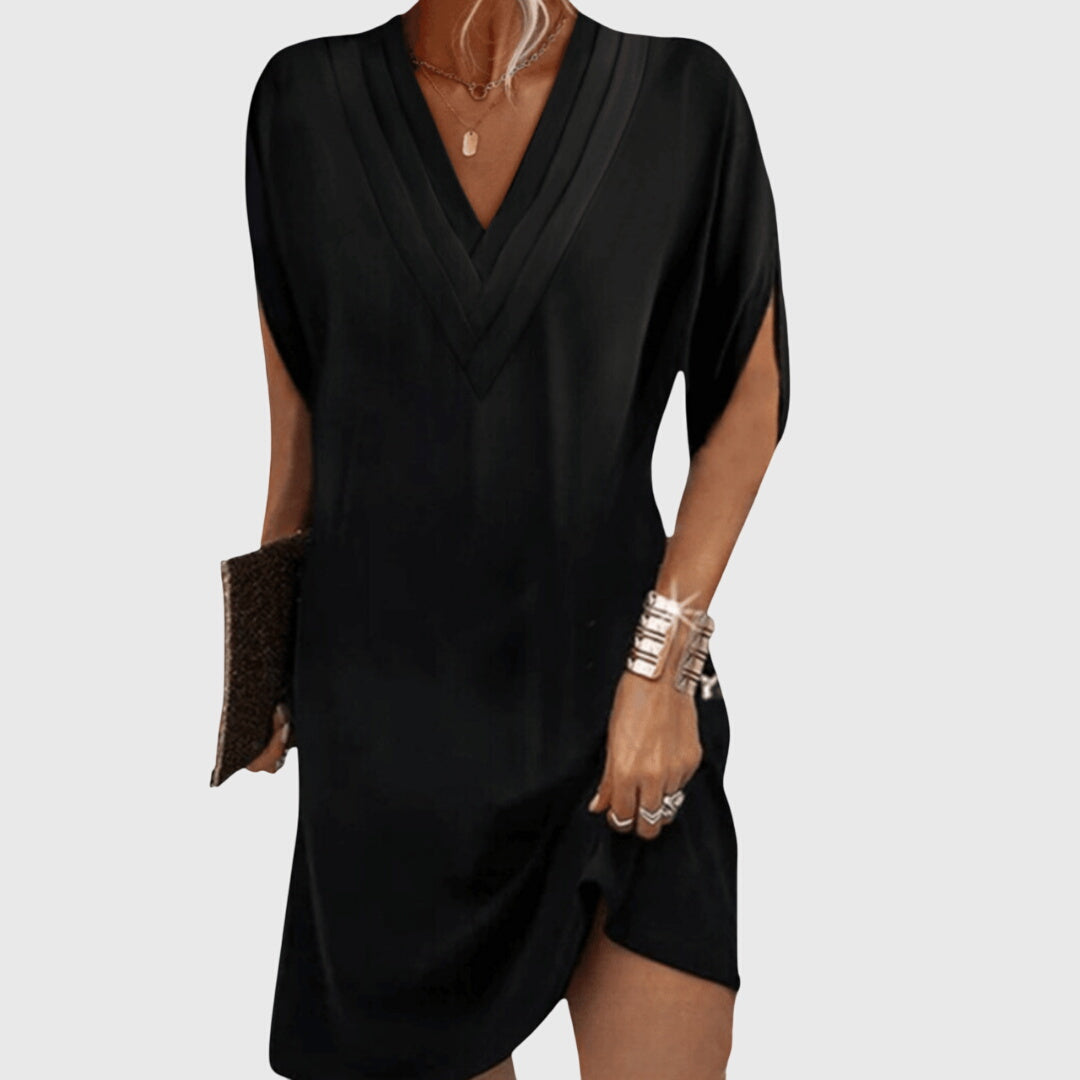 Women's Elegant Loose Fit V-Neck Dress | Mini