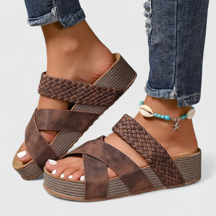 Women's Boho Thick Sole Strappy Slide Sandals | Slip On
