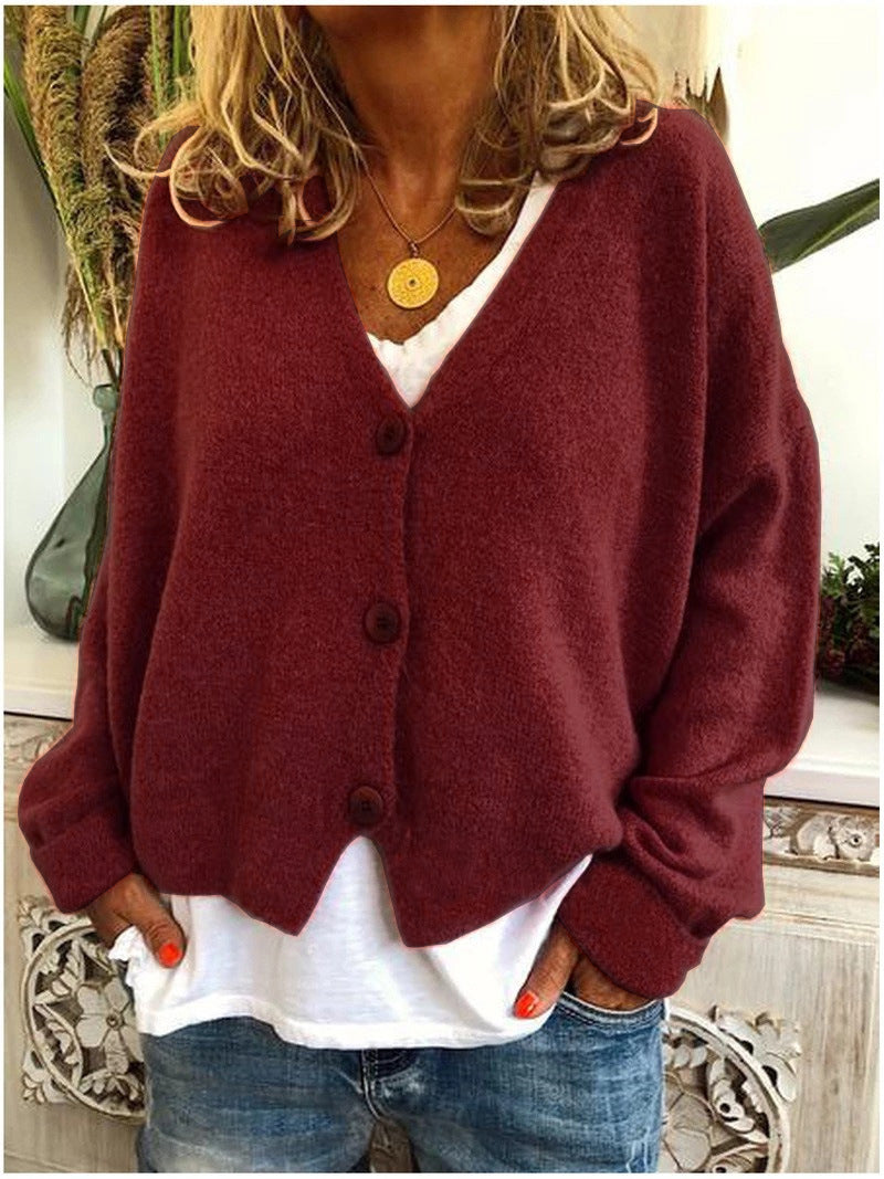Women's Cropped Button Front Cardigan | V-Neck