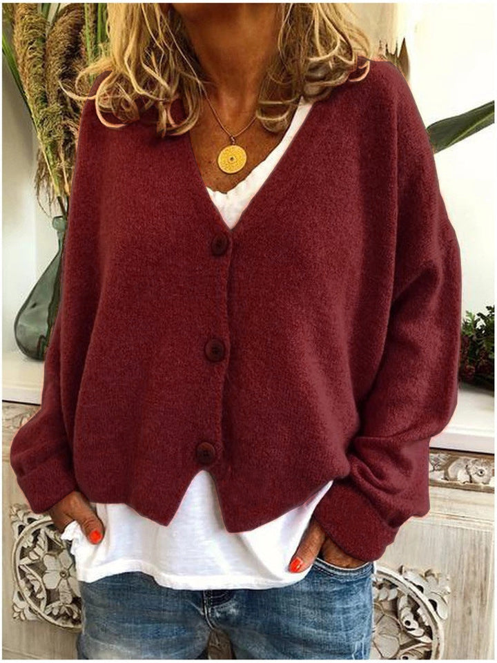 Women's Cropped Button Front Cardigan | V-Neck