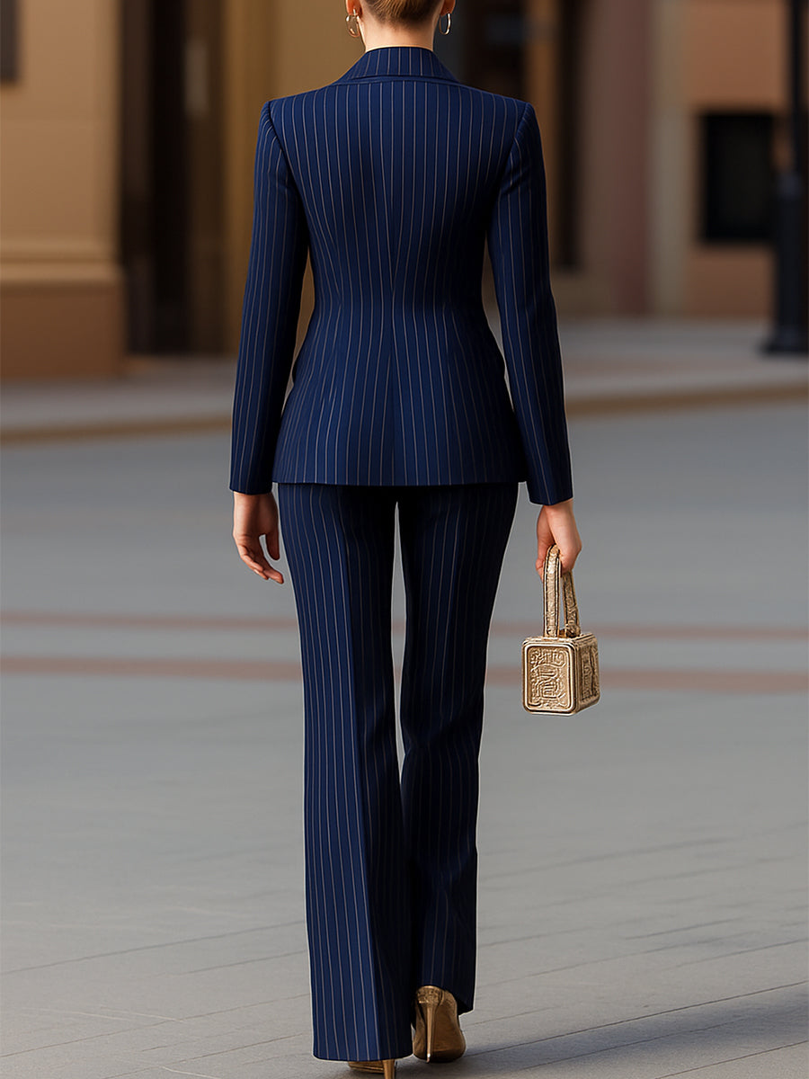 Women's V-Neck Double Breasted Formal Suit | Long