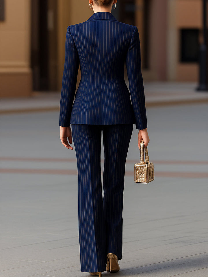 Women's V-Neck Double Breasted Formal Suit | Long