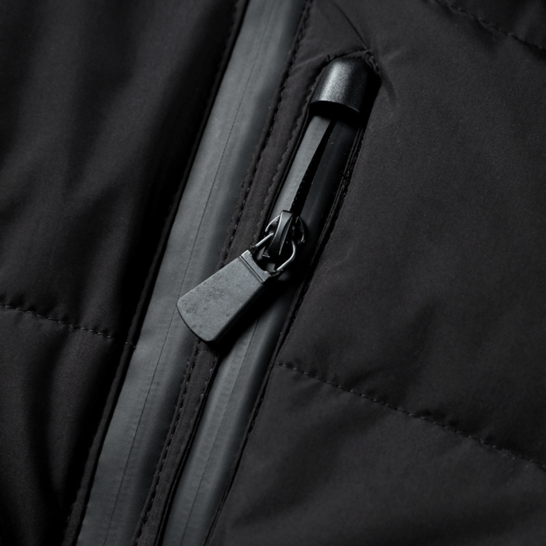 Women's Winter Black Puffer Jacket | Zip Up