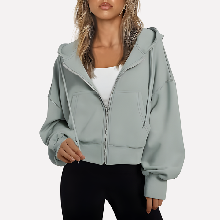 Women's Winter Oversized Zip Up Hoodie | Cropped