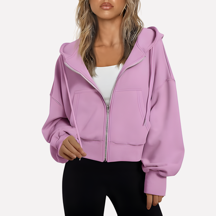 Women's Winter Oversized Zip Up Hoodie | Cropped