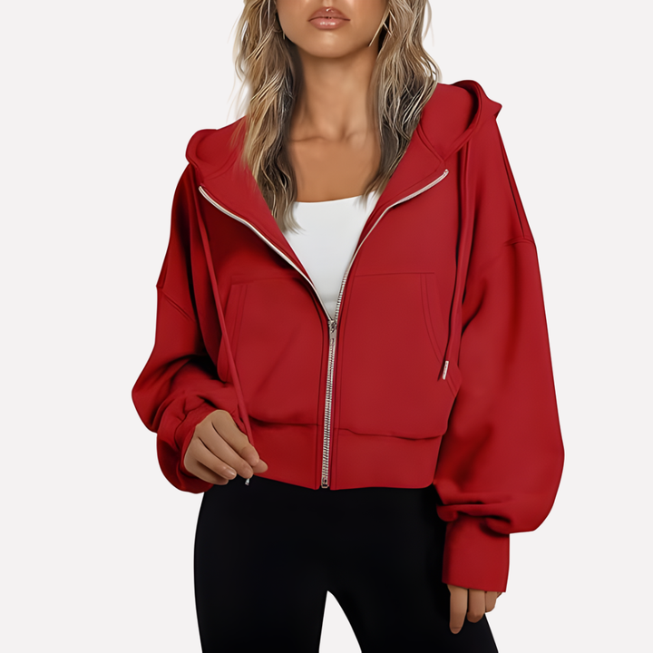 Women's Winter Oversized Zip Up Hoodie | Cropped
