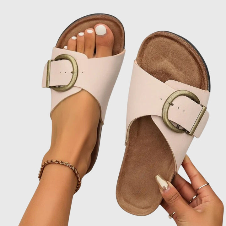 Women's Buckle Strap Detail Slide Sandals | Slip On