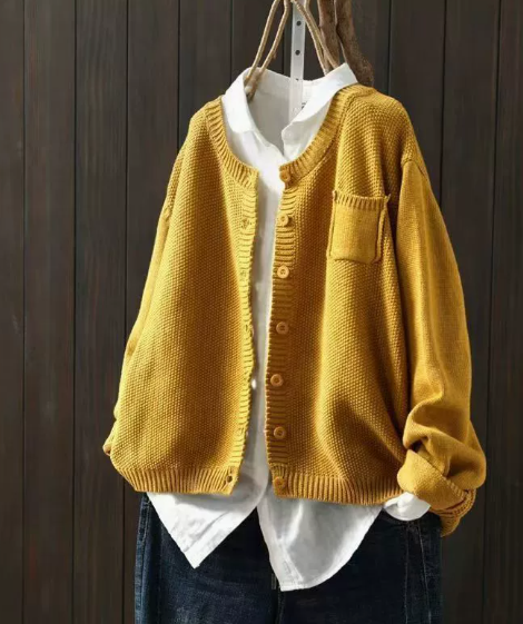 Women's Oversized Button Front Cardigan | Chest Pocket