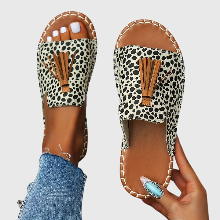 Women's Boho Tassel Detail Slide Sandals | Slip On