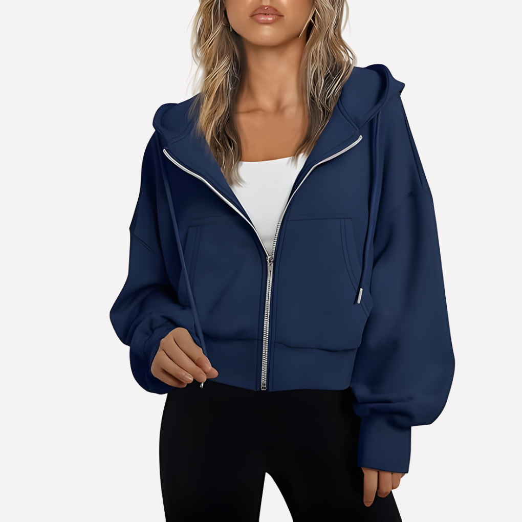 Women's Winter Oversized Zip Up Hoodie | Cropped