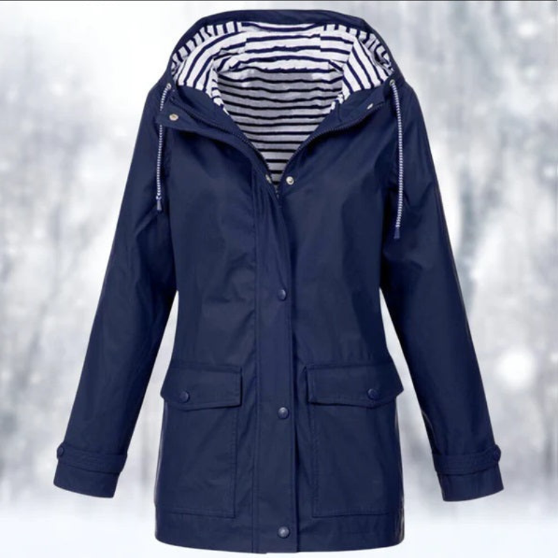 Women's Hooded Rain Jacket | Button Down