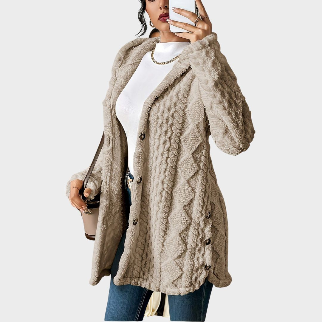 Women's Textured Elegant Coat | Longline