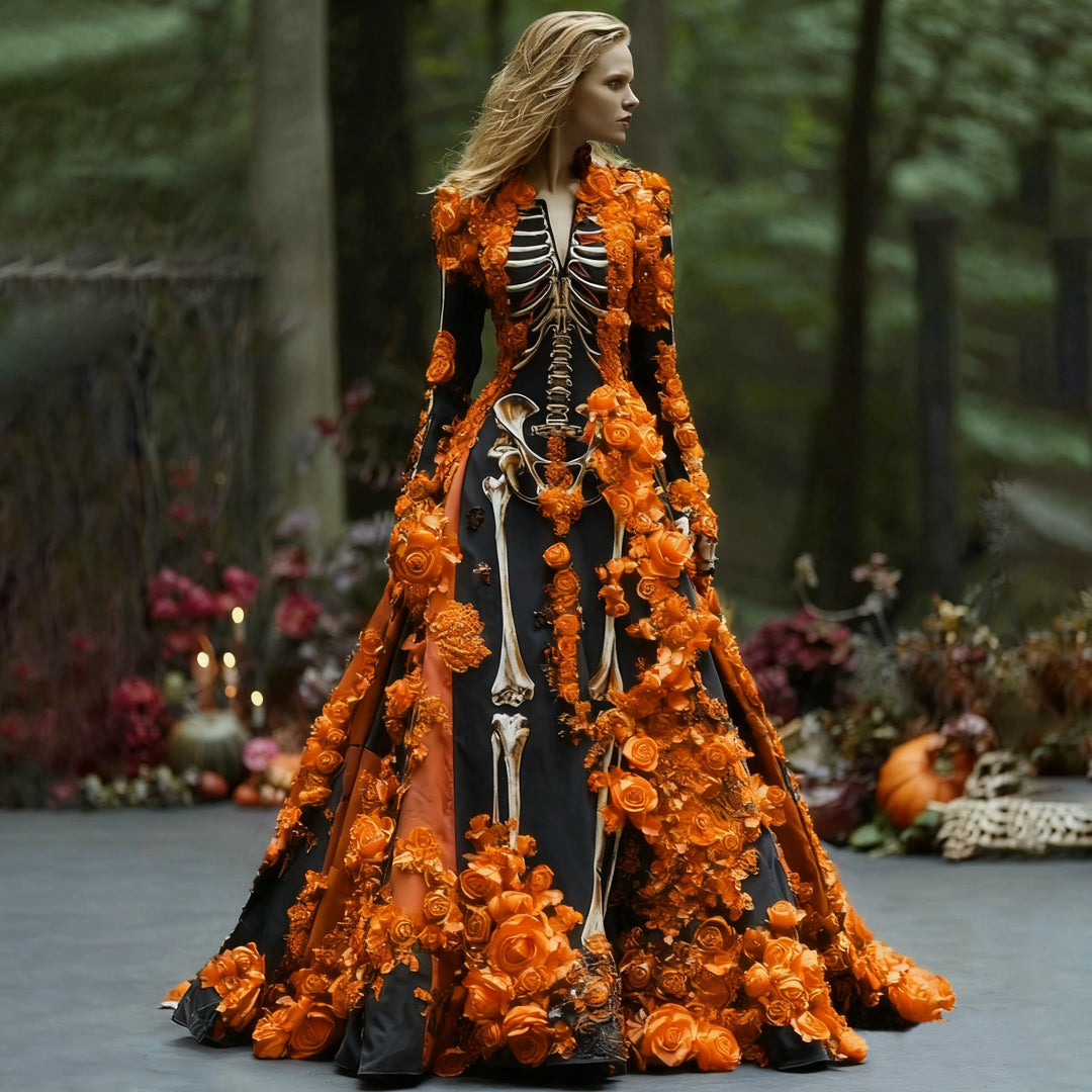 Women's Floral Long Sleeve Maxi Dress | Halloween