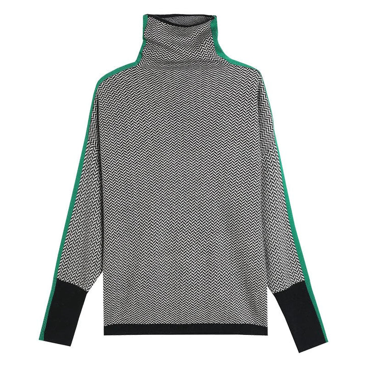 Women's Herringbone Turtleneck Jumper | Stylish