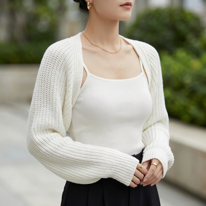 Women's Cropped Knit Shrug | Long Sleeve