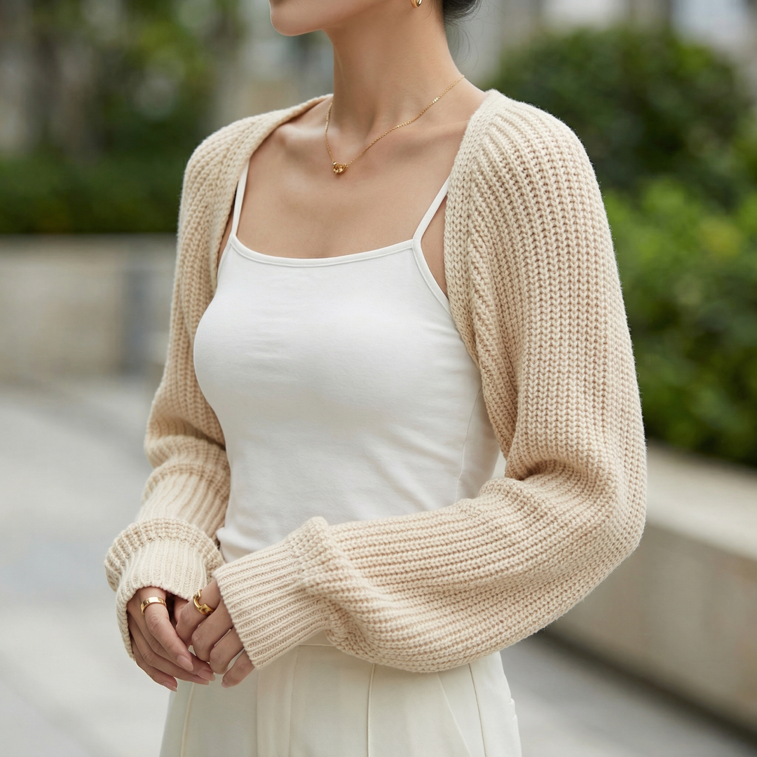 Women's Cropped Knit Shrug | Long Sleeve