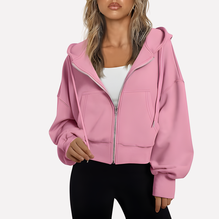 Women's Winter Oversized Zip Up Hoodie | Cropped
