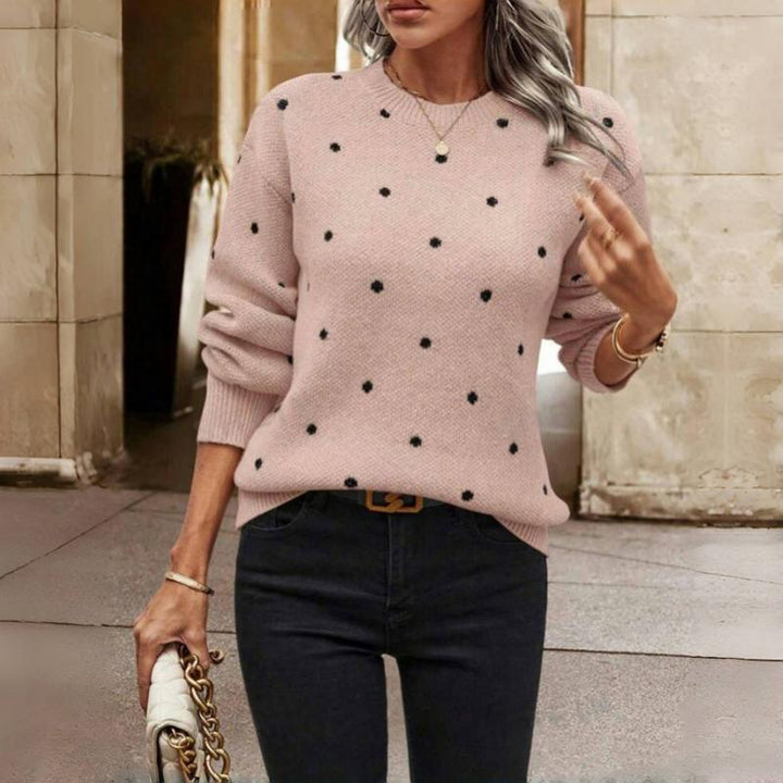 Women's Polka Dot Crew Neck Sweater | Casual