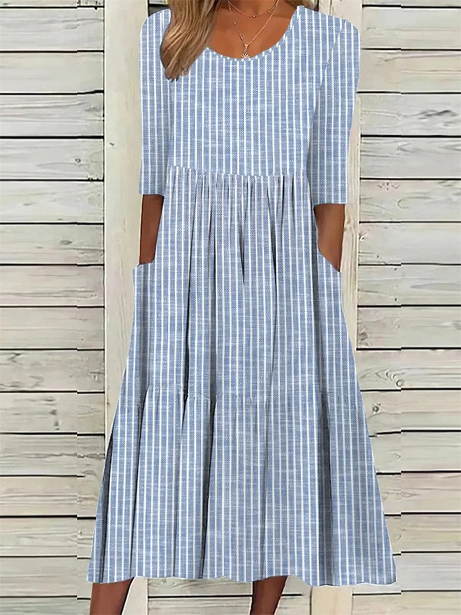 Women's Striped Casual Dress | Midi