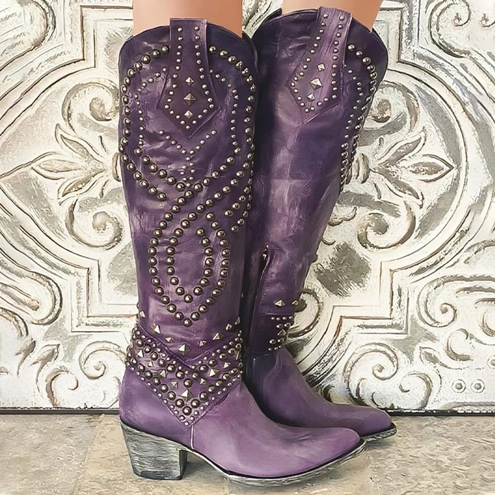 Women's Boho Knee High Cowboy Boots | Pointed Toe