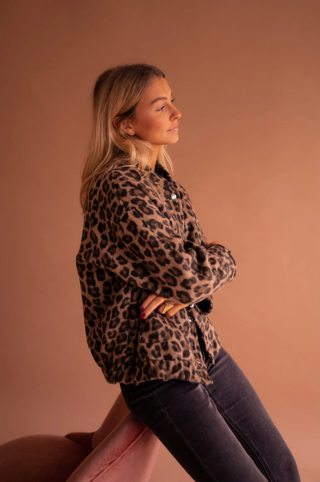 Women's Oversized Patterned Jacket | Pockets