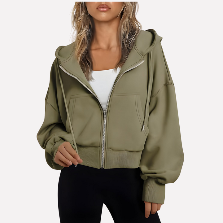 Women's Winter Oversized Zip Up Hoodie | Cropped