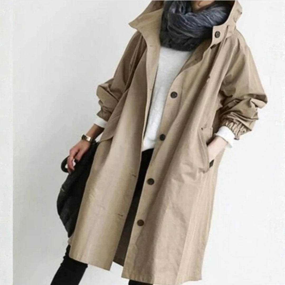 Women's Long Winter Coat | Button Placket
