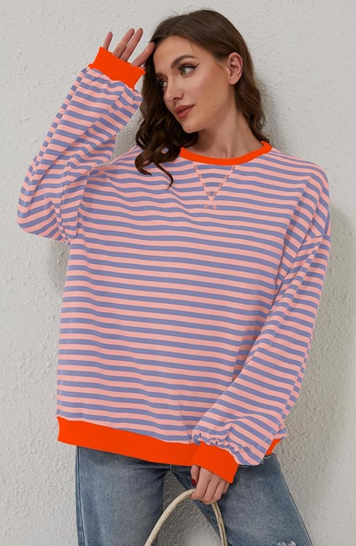 Women's Striped Round Neck Jumper | Casual