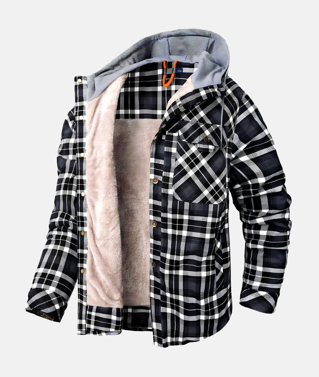 Men's Winter Hooded Shirt Jacket | Plaid