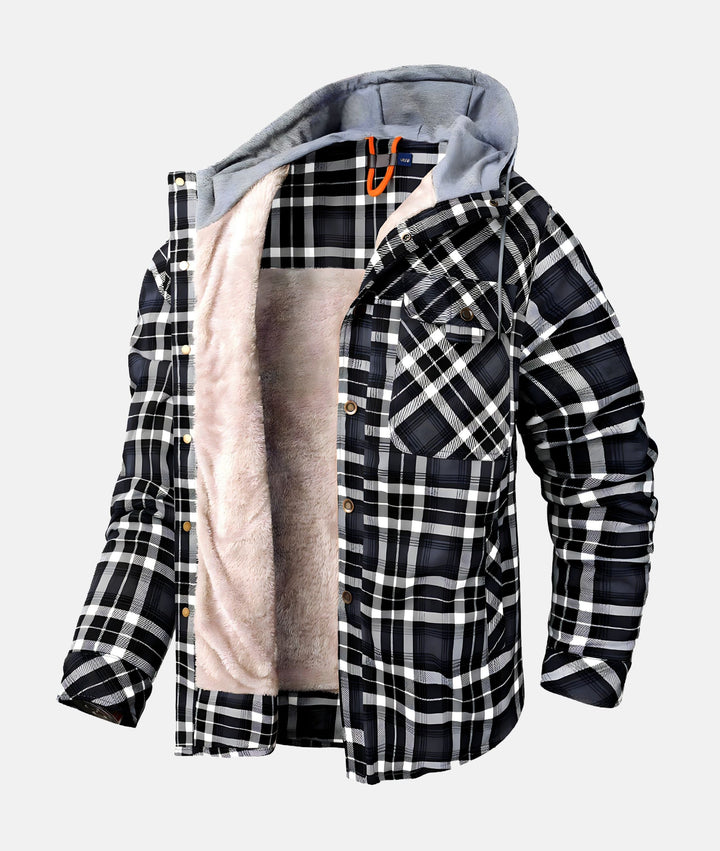 Men's Winter Hooded Shirt Jacket | Plaid
