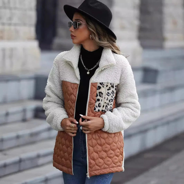 Women's Collared Winter Quilted Jacket | Zip Up