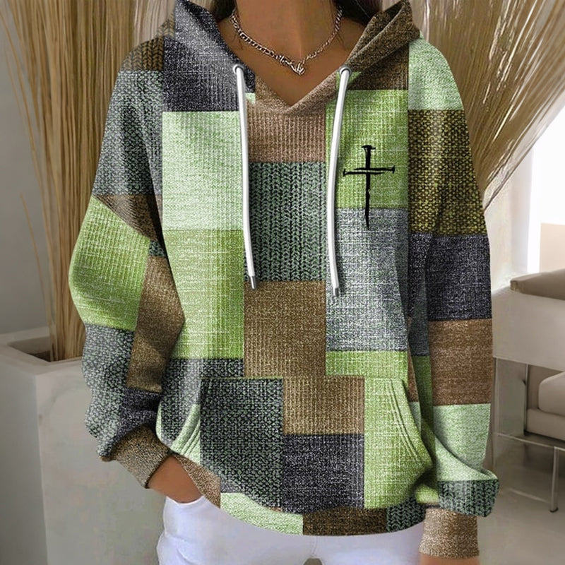 Women's Winter Patchwork Oversized Hoodie | Printed