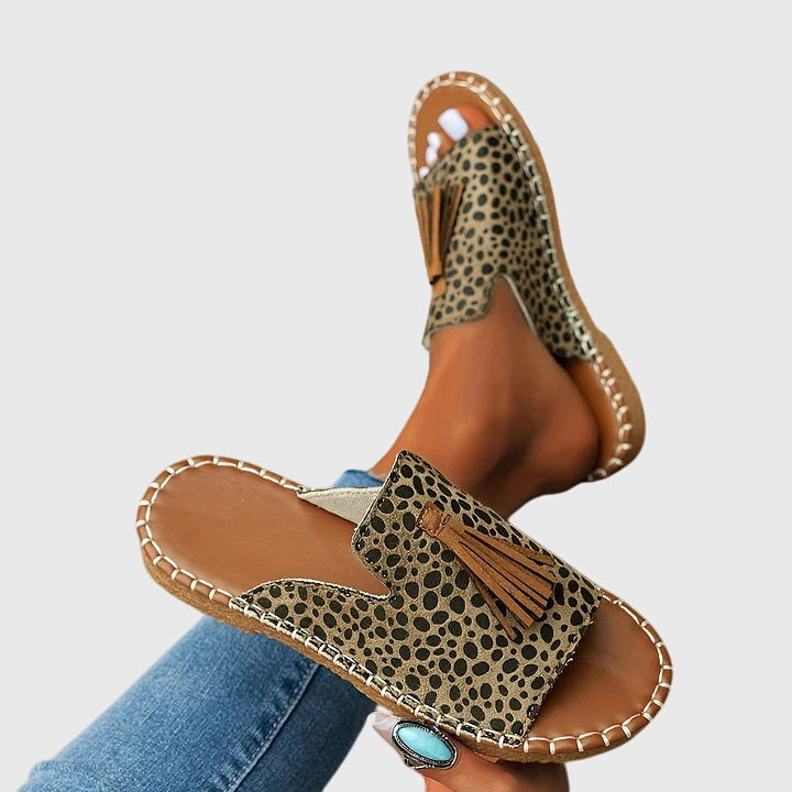 Women's Boho Tassel Detail Slide Sandals | Slip On