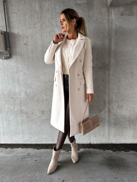 Women's Double-Breasted Elegant Coat | Longline