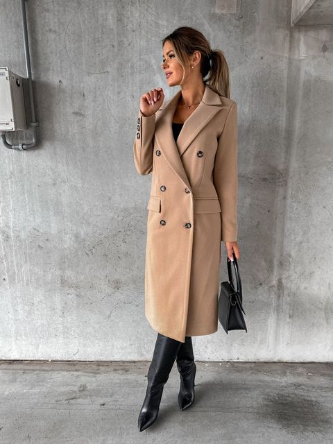 Women's Double-Breasted Elegant Coat | Longline